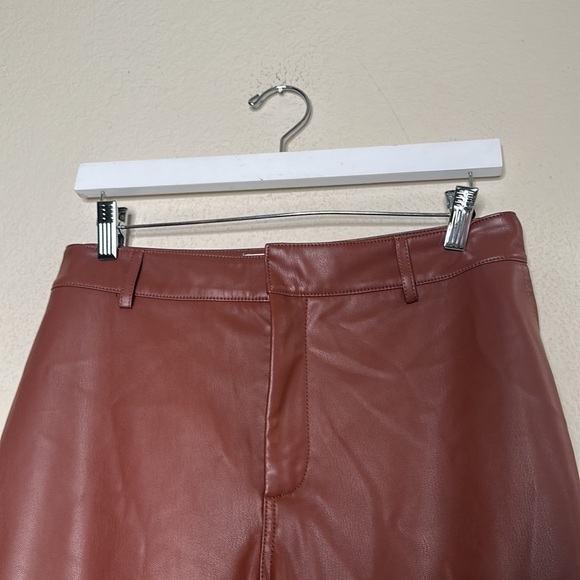 NWOT Anthropologie Laser-Cut Faux Leather Trousers Brown Size 14 Fall Autumn - Picture 7 of 17